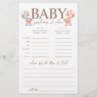 Boy Girl Twins Predictions Baby Shower Game