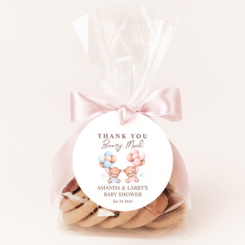 Boy Girl Twins Teddy Bear Baby Shower Favor Tags