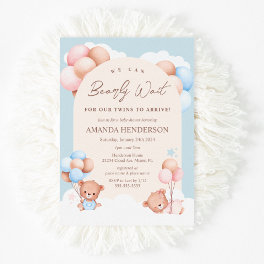Boy Girl Twins Teddy Bear Baby Shower Invitation