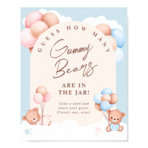 Boy Girl Twins Teddy Bear Guess How Many Game Sign
