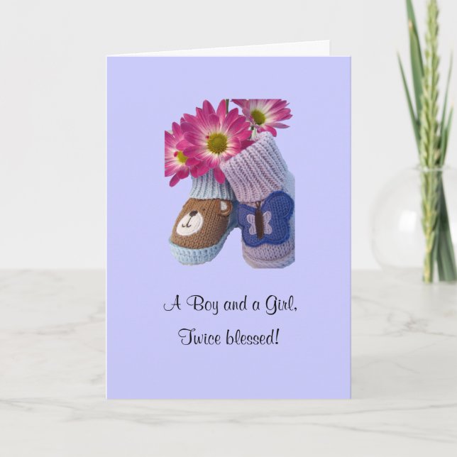 Boy Girl twins: twice blessed Card (Front)
