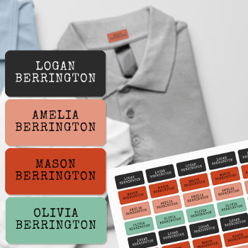 Boy & Girl Typewriter Text Color Coded Name Kids' Labels by darlingandmay at Zazzle