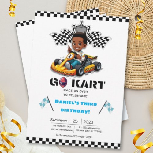 Boy Go_kart racing birthday invitations