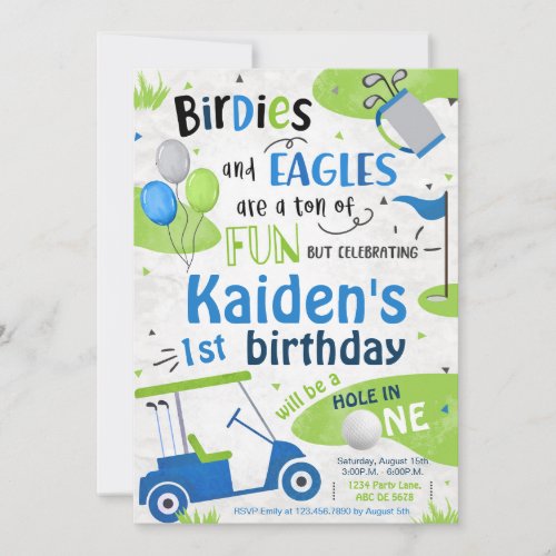 Boy Golf 1st Birthday Invitation