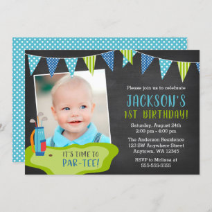 Boy Golf Birthday Party Photo Invitations