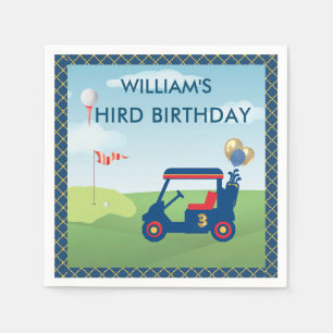 Boy Golf Theme 3rd Birthday Party Napkins
