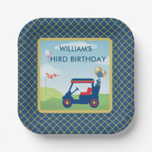 Boy Golf Theme 3rd Birthday Party Paper Plates