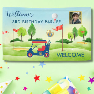 Boy Golf Theme 3rd Birthday Photo Party Banner
