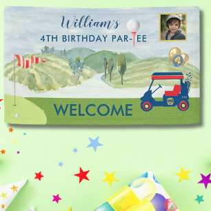 Boy Golf Theme 4th Birthday Party Banner