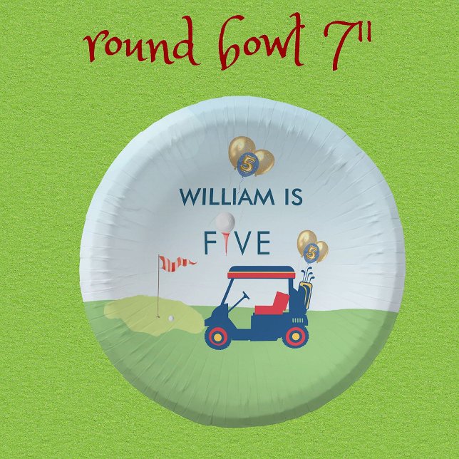 Boy Golf Theme 5th Birthday Party  Paper Bowls (Creator Uploaded)