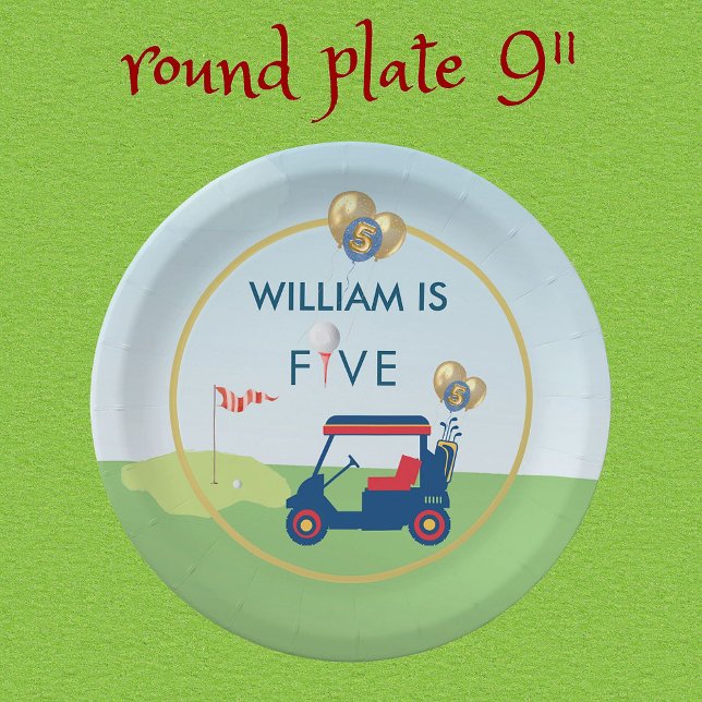 Boy Golf Theme 5th Birthday Party  Paper Plates (Creator Uploaded)