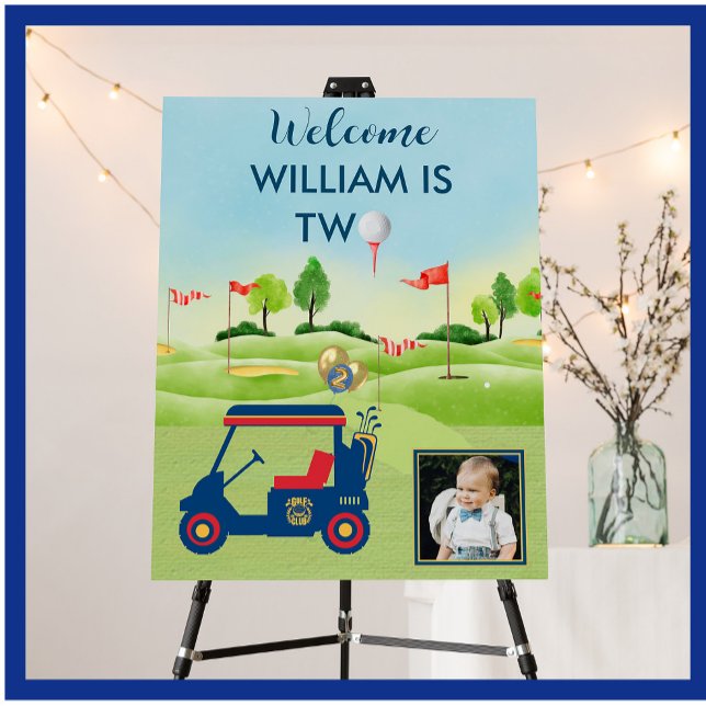 Boy Golf Theme Photo 2nd Birthday Party Foam Board (Creator Uploaded)