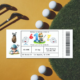 Boy Golf Ticket Style 1st Birthday Party Invitation