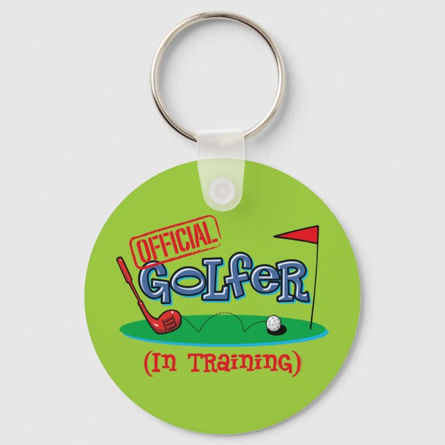 Boy Golfer In Training Keychain (Front)
