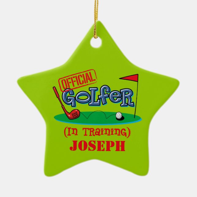 Boy Golfer In Training Personalized Ornament (Front)