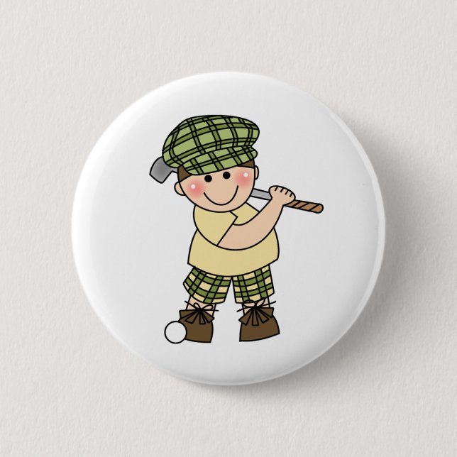 Boy Golfer Pinback Button (Front)