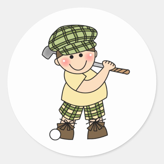 Boy Golfer Round Sticker