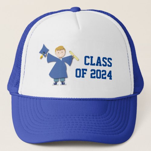 Boy Graduate Blue Cap  Gown Class of 2024