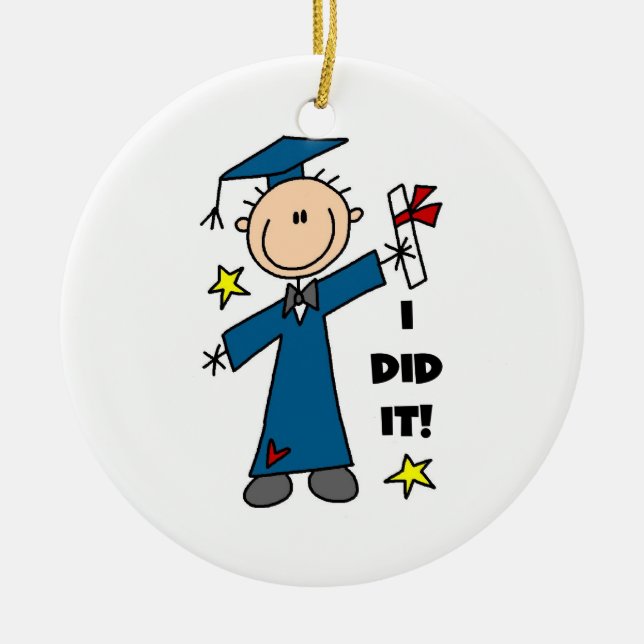 Boy Graduate Ceramic Ornament (Front)