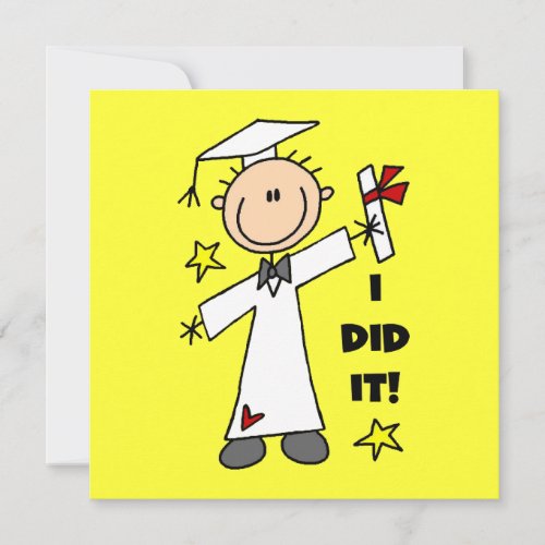 Boy Graduate in White Cap and Gown Flat Cards