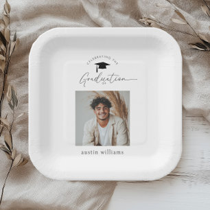 Boy Graduation Celebration Photo Welcome Paper Plates