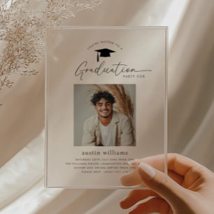Boy Graduation Party Photo Acrylic Invitations