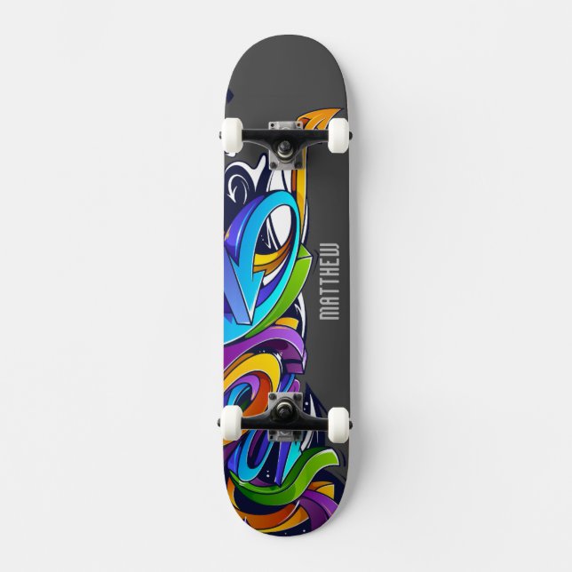 Boy graffiti Skateboard with name (Front)