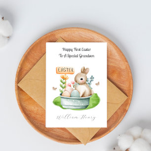 Boy Grandson First Easter Bunny Rabbit Card