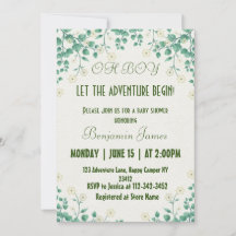boy green and white Baby Shower Invitation