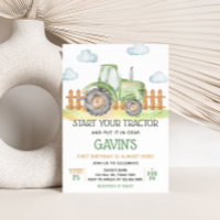 Boy Green Tractor Farm Birthday Party 