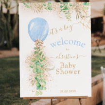 Boy Greenery And Gold Glitter Eucalyptus Balloon