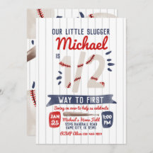 Boy Half Birthday Baseball Party Invitation