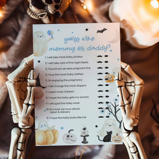 Boy Halloween Baby Guess Who Mommy or Daddy Game (A Little Boo Baby Shower Guess who Mommy or Daddy Game)