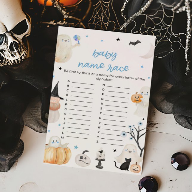 Boy Halloween Baby Shower Baby Name Race Game (A Little Boo Baby Shower Baby Name Race Game)