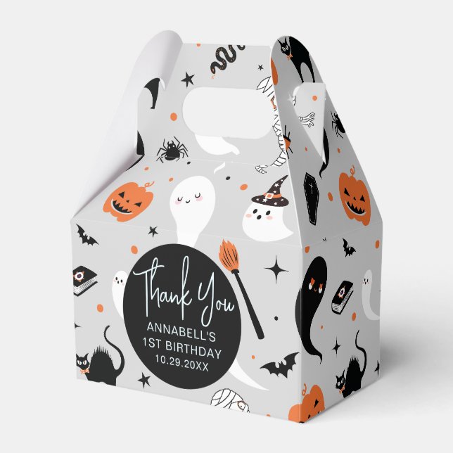 Boy Halloween Birthday Party Favor Boxes (Front Side)