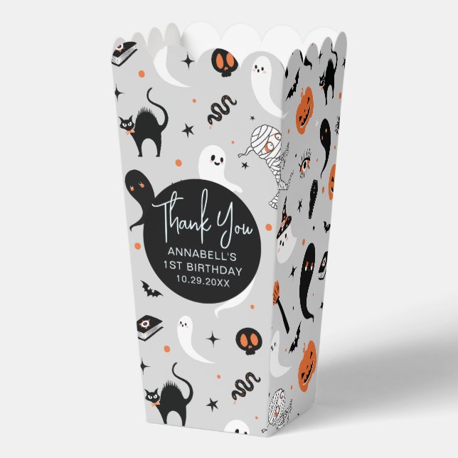 Boy Halloween Birthday Party Popcorn  Favor Boxes (Front)