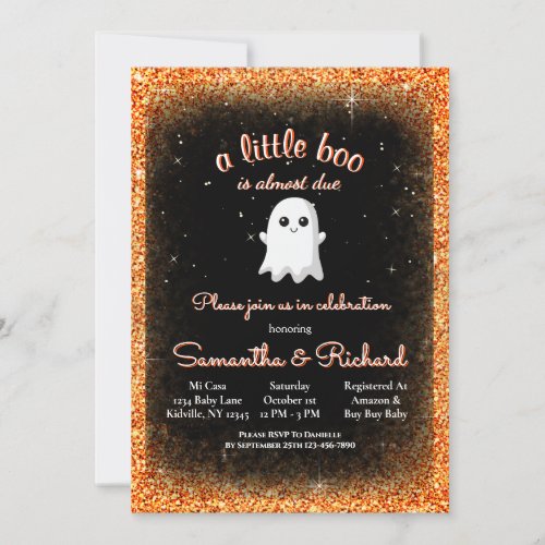 Boy Halloween Cute Ghost Little Boo Baby Shower Invitation