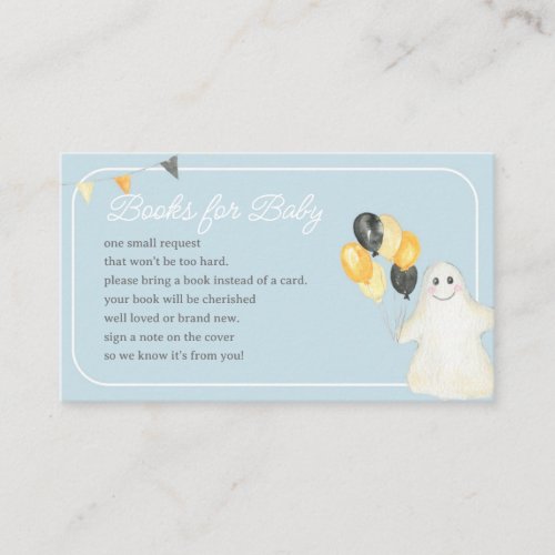 Boy Halloween Ghost Baby Shower Book Request Enclosure Card