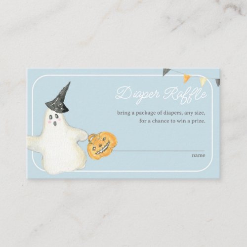 Boy Halloween Ghost Baby Shower Diaper Raffle Enclosure Card