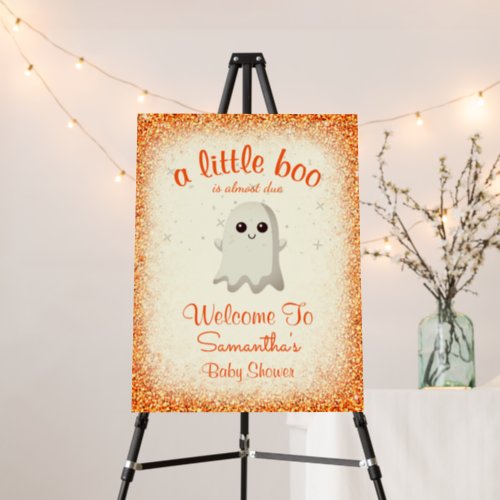 Boy Halloween Ghost Little Boo Baby Shower Orange Foam Board