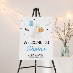 Boy Halloween Little Boo Almost Due Welcome Sign