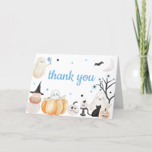 Boy Halloween Little Boo Baby Shower Letterpress Thank You Card