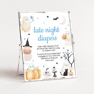 Boy Halloween Little Boo Late Night Diapers Poster