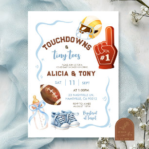 Boy Hand Drawn Quirky Touchdown and Tiny Toes Invitation