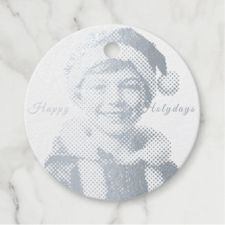 Boy has Santa Claus' costume Foil Favor Tags