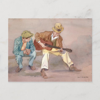 Boy, he can sure play that guitar! postcard