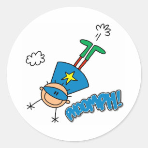 Boy Hero Flying Classic Round Sticker