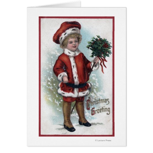 Boy Holding a Bushel of Holly Cards (Front)