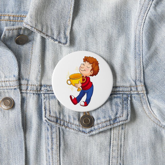 Boy Holding Golden Trophy Award Winner Button (Creator Uploaded)