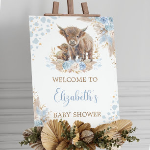 Boy Holy Cow Baby Shower Welcome Sign, Boho Highla Foam Board